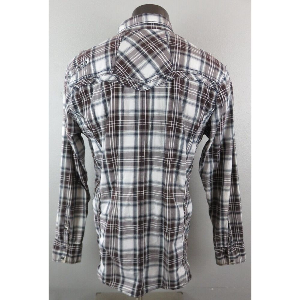 Mens Buckle Black BKE Plaid Size XL Slim Long Sleeve Button‎ Front Snap Buttons - Picture 2 of 14